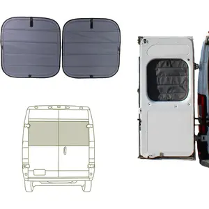 Insulated Blackout Rear Door Window Covers Designed for RAM Promaster Bare Metal Window Frame Van  2014 to Current Model (Pair)- Charcoal Gray