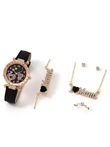 New Elegant and Fashionable Women's Quartz Watch Bracelet Set Strap Simulated Wrist Watch Women's Crystal Bracelet Watch+ Circular Jewelry Set,Suitable For Daily Wear, Formal Events,Accessory,Halloween And Merry Christmas
