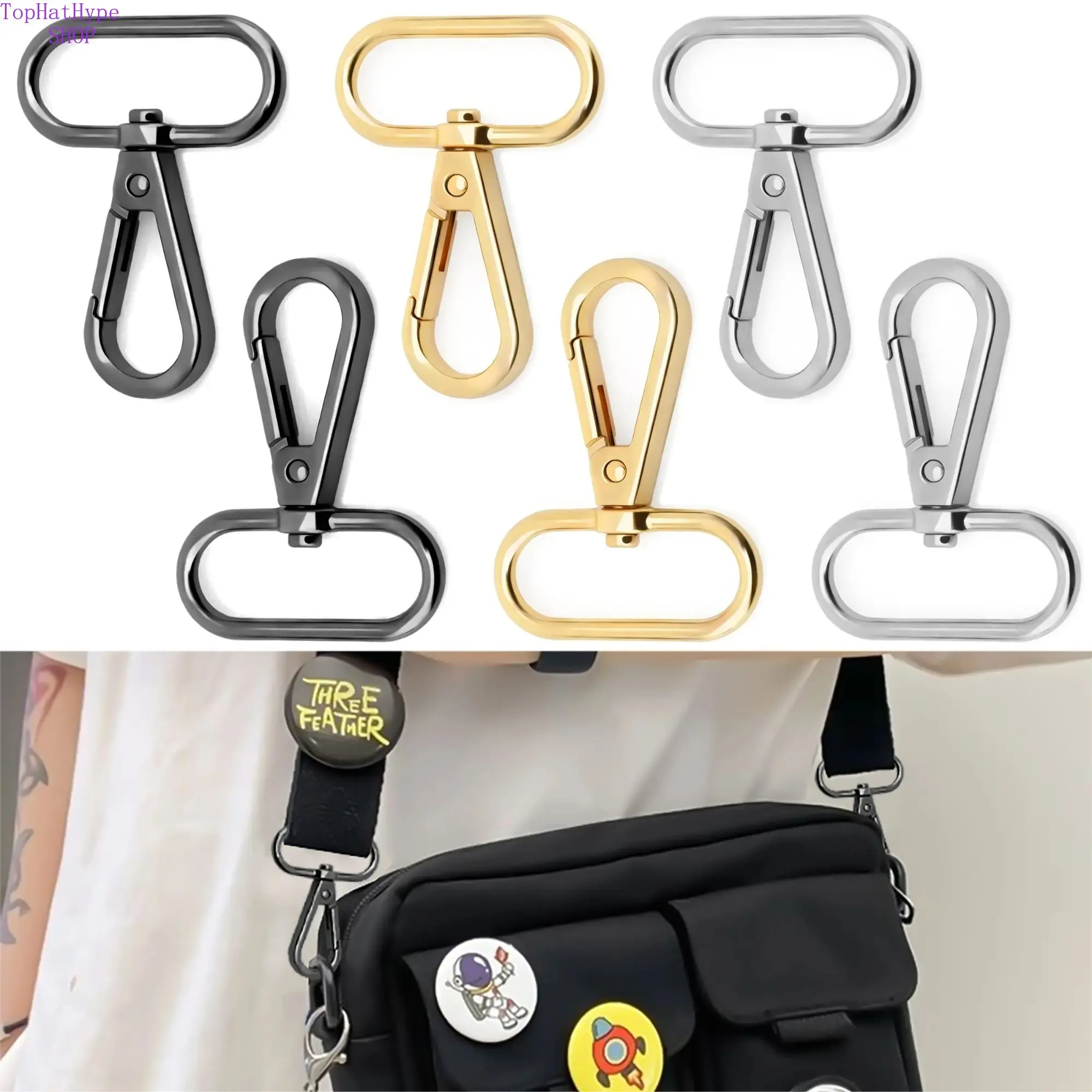 6-Piece Durable Metal Lobster Clasps, 360° Swivel Trigger Hooks for DIY Projects, Keychains, and Bags - Silver & Gunmetal