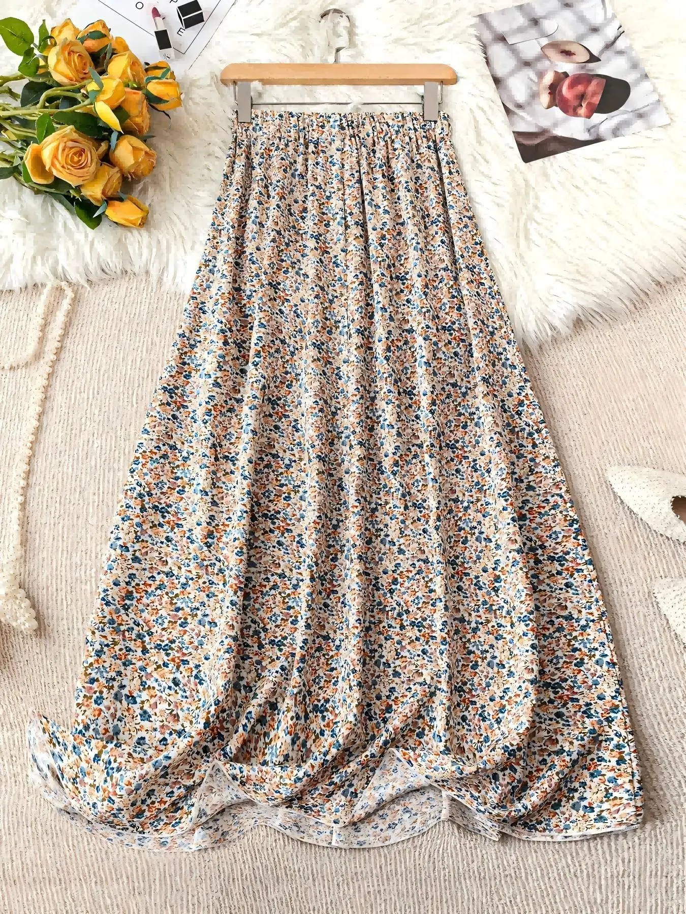 Women's All Over Print Floral Skirt, Elegant Boho Bohemian Fashion Casual Everyday Loose Long Beach Skirt for Daily Outdoor Wear, Women Bottoms for Summer