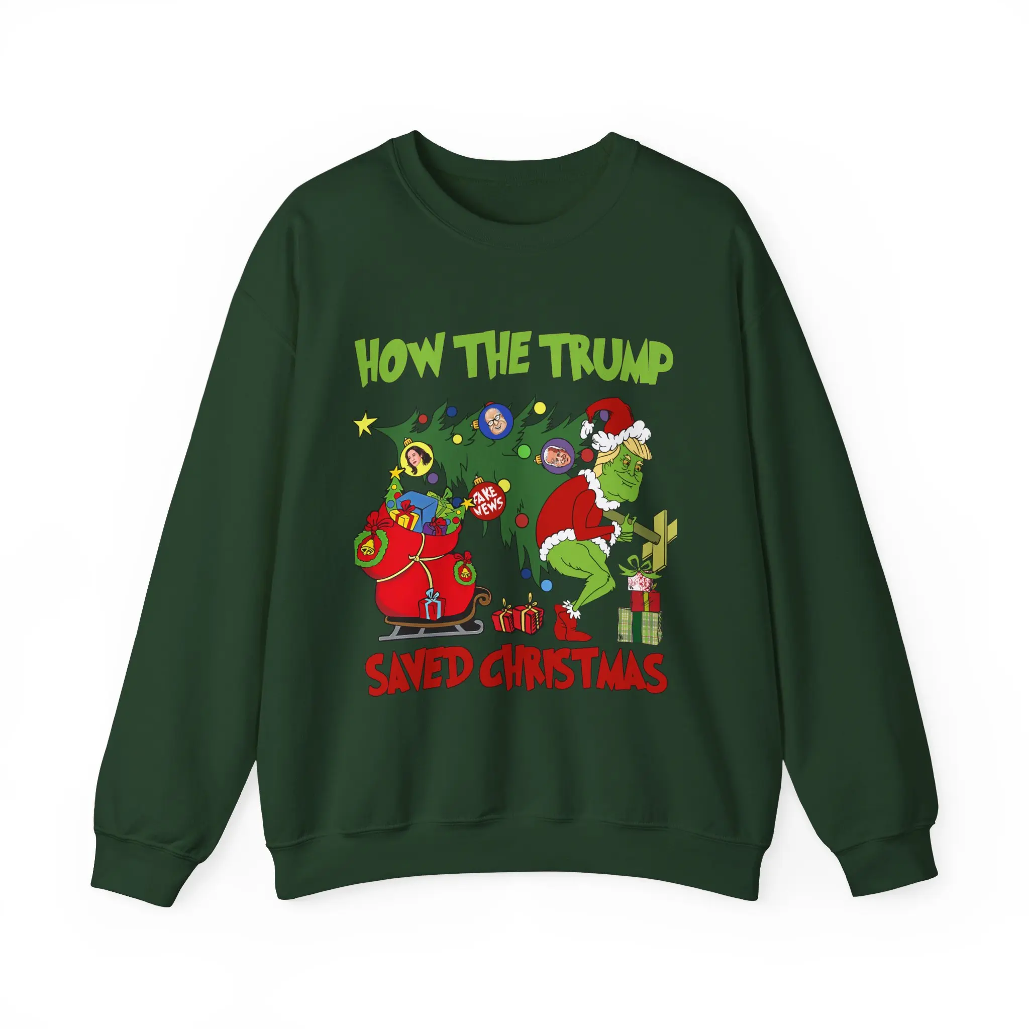 Christmas Trump Saved Crewneck Sweatshirt, Funny Holiday Xmas Jumper, Gift for Republicans, Political Humor Tee, MAGA Apparel unisex sweatshirt