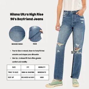 KANCAN - Hilana Women's Denim Ultra High Rise 90's Boyfriend