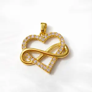 B54. Hermoso Dije Corazón Infinito Gold Plated. Incluye cadena 18”