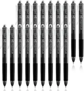 18 Black Retractable Erasable Gel Pens Clicker, Fine Point(0.7), Make Mistakes Disappear,  Comfort Grip, Black Ink for Planners, Note Taking and Crossword Puzzles