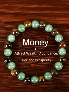 1pc Money Attraction Bracelet with Green Aventurine & Tiger Eye - blue friendship bracelet beaded jewelry protection bracelet encouragement gift fashion artificial bracelet of the day Colorblock Beaded Crystal Bracelet Elegant Jewelry Bracelet