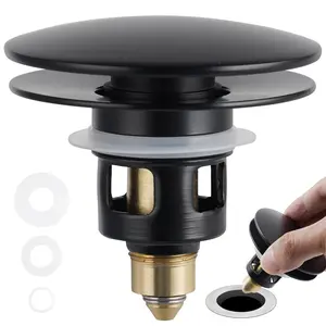 Universal All Metal Bathroom Sink Stopper, 2 in 1 Pop Up Sink Drain Strainer with Anti-Clogging Filter Basket for 1.1~2.3'' U.S. Standard Drain Holes, Brass Bullet Core