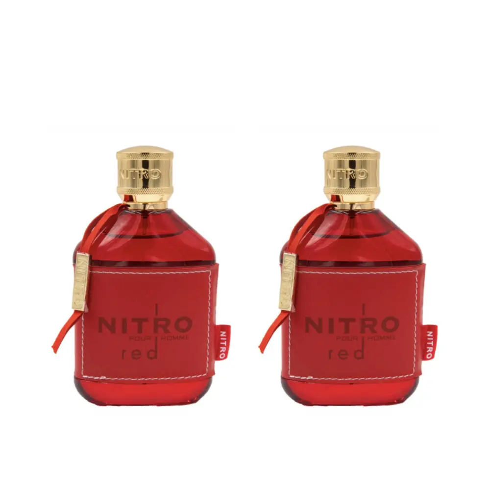 Dumont Nitro Red Eau De Parfum for Men, 2-Pack 3.4 oz - Long-Lasting Woody Fruity Fragrance with Pepper Rose Twist, Masculine Amber & Musk, Vanilla Warm Base for Daily Wear or Special Occasions