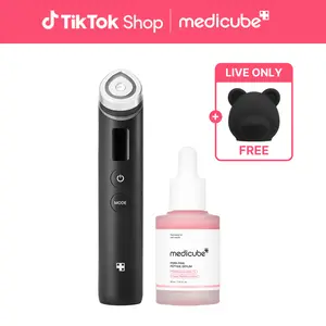 [LIVE Exclusive] [medicube] Booster Pro Black Bear Edition w/ SkincareㅣDeep Vita C Capsule Cream, Collagen Jelly Cream, Kbeauty Viral Glass Glow Device for Glowy Glass Skin Medicube