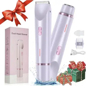 Electric Bikini Trimmer for Women, Rechargeable 2 in 1 Body & Facial Hair Removal, Waterproof Wet & Dry Use Trimmer for Women, Winter & New Year Gift, Valentine's Day Gift
