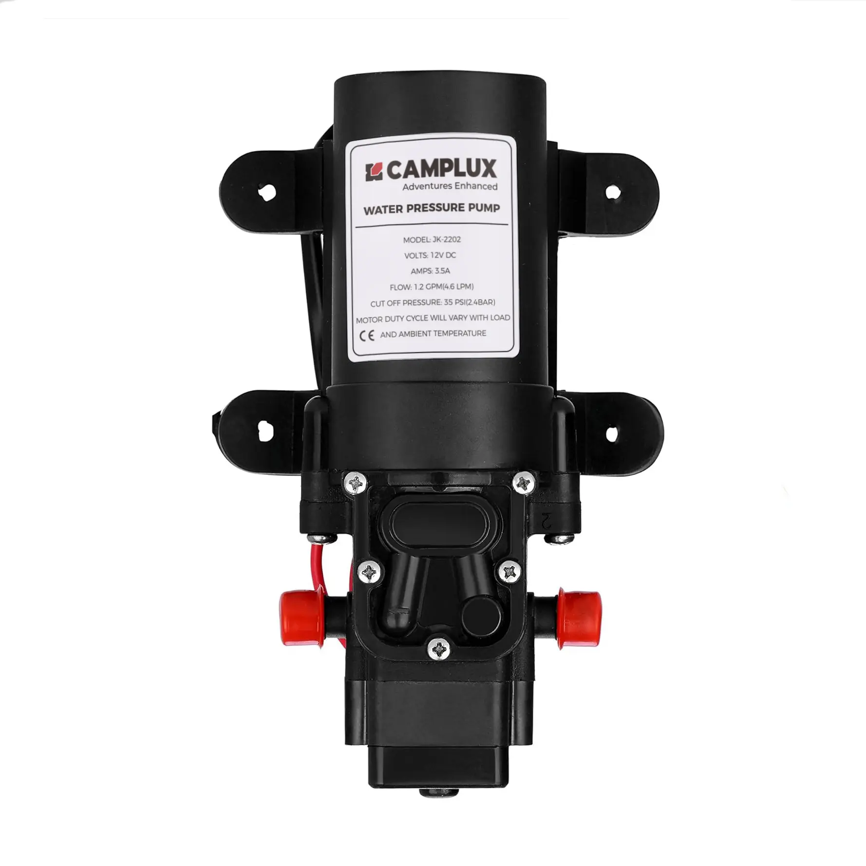 【Fits all models】CAMPLUX 12V DC Water Pump, 1.2 GPM Pressure Diaphragm Pump for RV Marine Boat | Only Pump Liquid Pump Battery Powered Pump