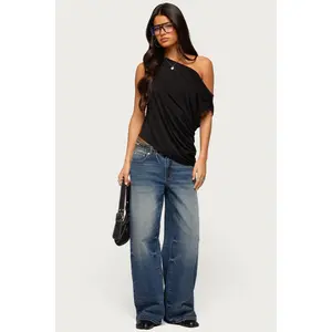 Ofelia Asymmetric Off Shoulder Ruched Top