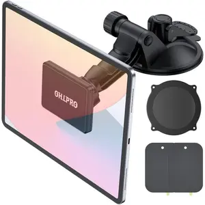 OHLPRO Magnetic Car Tablet Holder - Dashboard, Windshield Suction Cup Mount with Magnets, 360-Degree Rotation, Black, Fits 6in-11in Apple Phones/iPads, Samsung Galaxy Tabs, Kindle Bookish Stickers & Case Insert Fluffy Cartoon Plush