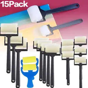 15 Pcs Set Sponge Coating Roller Set - Including Large, Medium, and Small Sizes, with Diverse Functions, Easy To Use, and Can Be Smoothly Applied on Various Surfaces, Textiles & Soft Furnishings