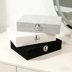 Velvet Large Capacity Jewelry Box, Multi-Compartment Storage, Necklace Hanging Bag, Ring Earring Bracelet Organizer