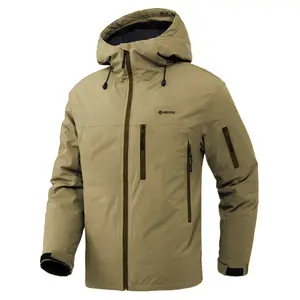 GEMYSE Men's Winter Lightweight Windproof Shell Jacket Waterproof Breathable Rain Jacket Hooded Windbreaker for Ski Snowboarding Hiking