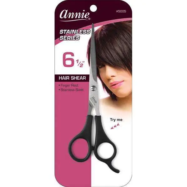 Annie #5005 Professional 6.5" Black Stainless Steel Hair Shears, Haircare & Hair Styling Tool, Hair Styling Tools