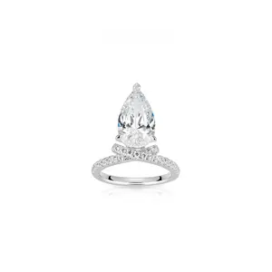VAMERAY #31622 10 Carat Bypass Pear Cut Pave Accent Solitaire Ring