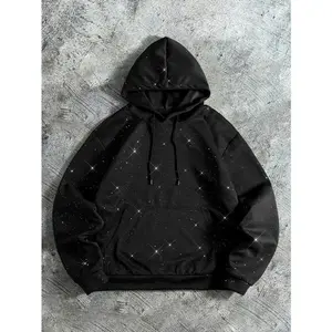 Unisex streetwear hoodie featuring trendy design elements and fine glitter details that sparkle, available in various colors for stylish outfits
