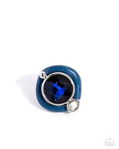 Colorful Caliber - Blue Gem White Pearl Silver Ring - Paparazzi - 2025 Convention Exclusive