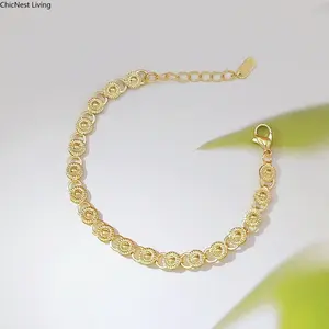 New Chinese Style Gold Coin Pattern Bracelet for Women, Vintage Minimalist Design, Adjustable Chain, Light Luxury Versatile Jewelry, Perfect for Daily Wear, Party & Holiday Gift Giving chunky unisex men luck friendship day