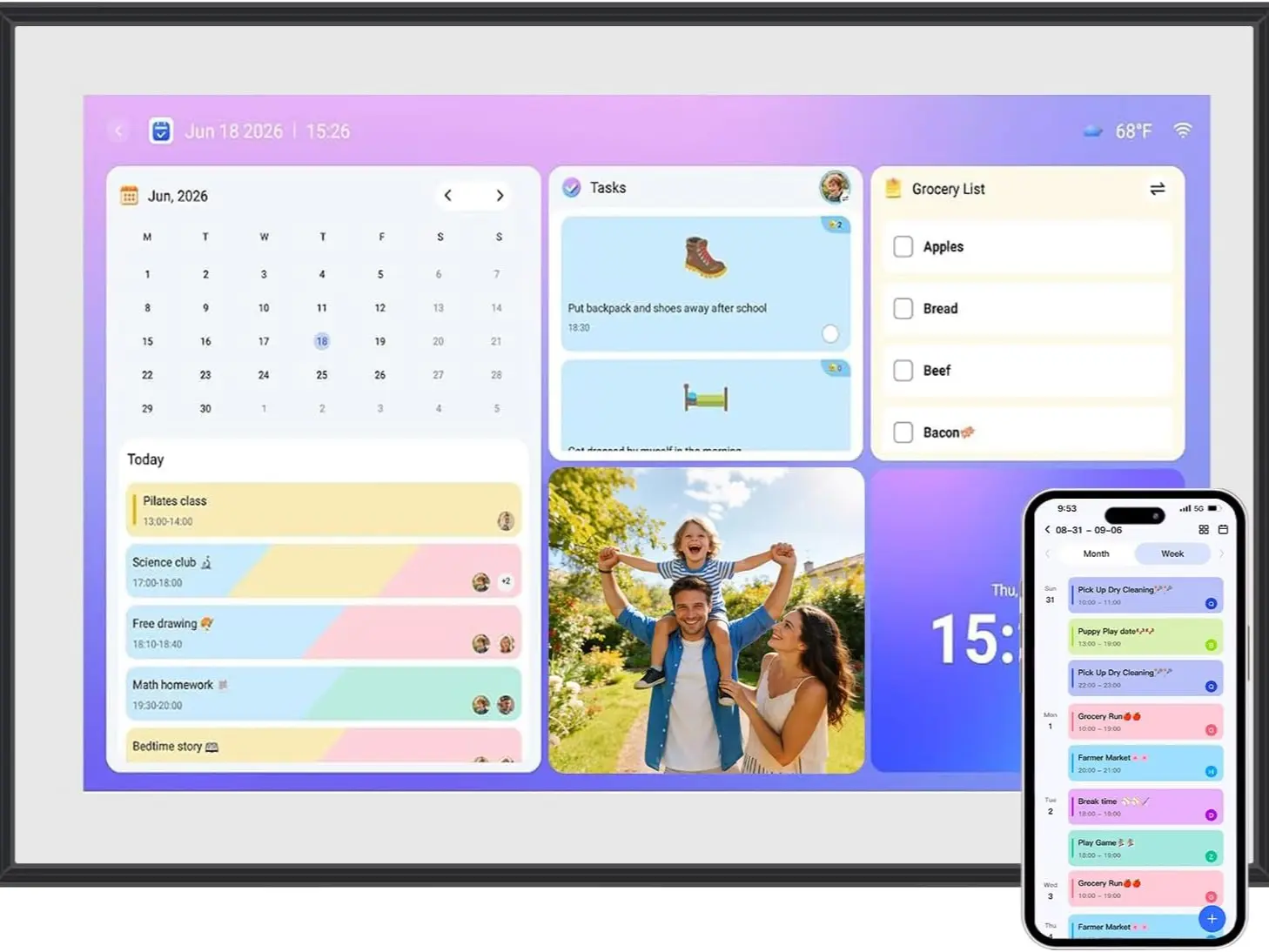 10.1 inch Wall Planner Digital Calendar & Chore Chart,Smart Touchscreen Interactive Display for Family Schedules,Hearth Display Digital Calendar, Digital Photo Frame Share Moments from Anywhere