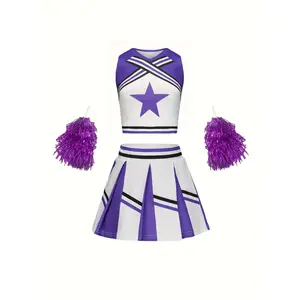 Short Top Children's Cheerleading Suit Star Cute Performance Clothes Sports Day Top Skirt Party Role Cheerleading Festival Suit Dress Up