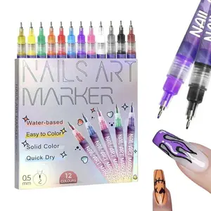 Acrylic Paint Pen for Nail Painting, 1 Box DIYQuick Drying Dot Flower Hook Pen, Daily Use NailArt Marker Pen, Manicure Tool for Women & Girls