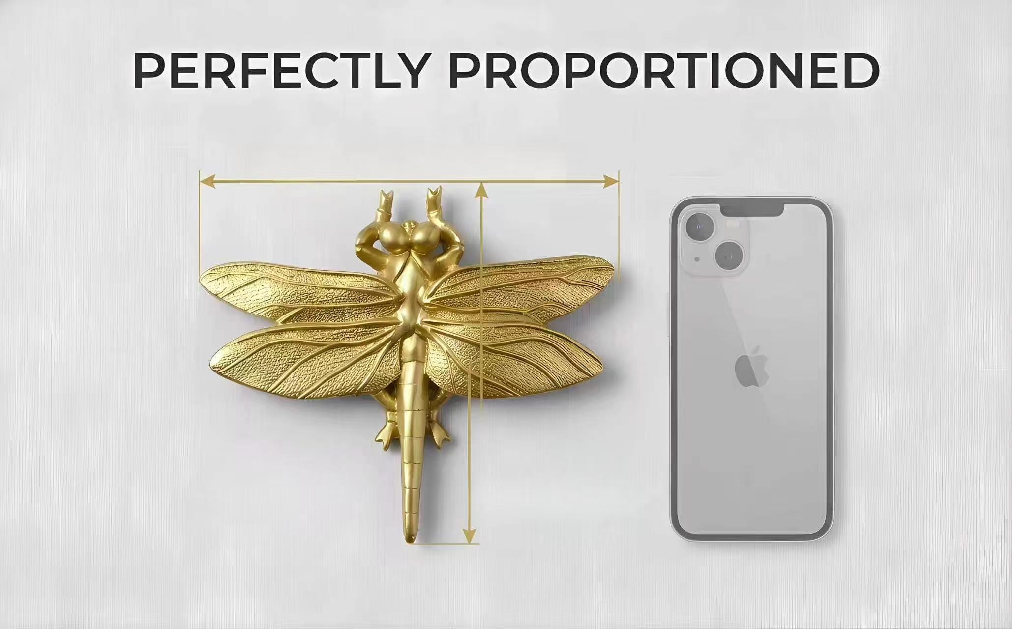 Elegant gold dragonfly wall-mounted statue, 1 piece creative interior design accent, artwork decor for modern apartment living space, insect-themed nursery wall art, chic entryway ornament, housewarming gift idea