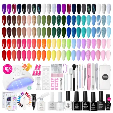Beetles Gel Nail Polish Manicure Starter Kit【Top Base Gel&Diamond Decorations&Stickers&Manicure Tools】DIY Nails Art Gift for girl Gift for woman gel x nails salon nails at home Curtics mothersdaygift Spring Nail Summer Nail Vacation Nail #backtoschool