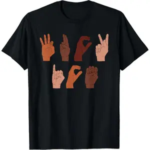 TechV Round Neck Cotton Short-Sleeve T-Shirt - F*ck ICE Hand Sign Language, Anti-Deportation, Chinga La Migra Casual Sports Tops for Everyday Wear, Shortsleeve
