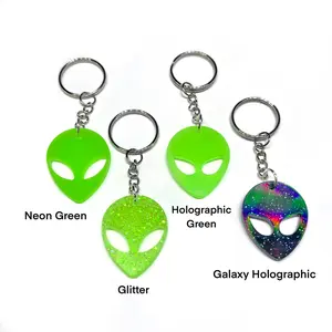 Glow In The Dark Alien Keychain, Black light Reactive Key Ring, New Driver Car Gift, Wallet Accessories, Cool Wristlet Decor, Phone Pendant keychain for bag