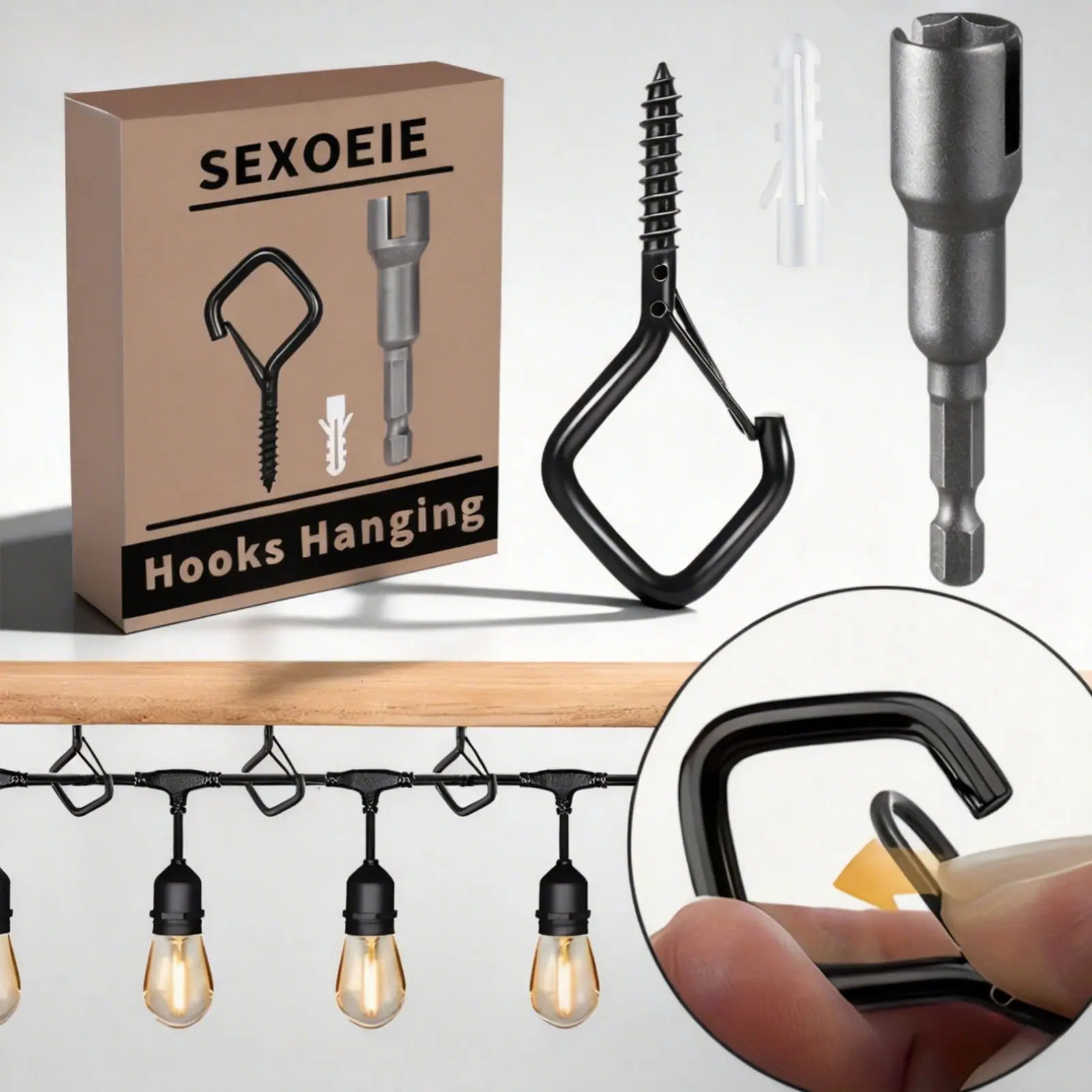 40pcs Ceiling Hooks for Outdoor Plants and Lights, Durable Metal Decorative Hooks with Sturdy Hanging Design for Patio Garden and Pergola, String Light Decorations, Includes Hooks, Hangable with Hooks