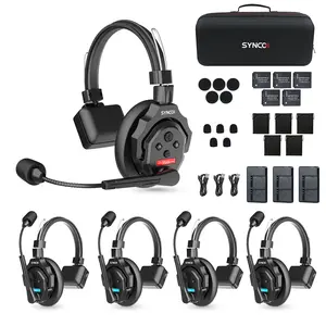 SYNCO XTALK X2/X5 Wireless Intercom Headset System，2.4GHz Full Duple 350M/1148FT Real-time Monitoring Communication System