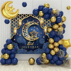Eid Mubarak Decorations for Home - 70pcs Ramadan 10 inches, Blue Gold