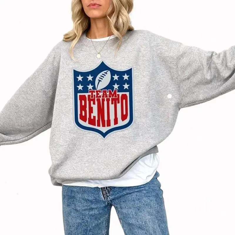 [Sale Up To 50%] Team Benito Sweatshirt – Retro Football Shield Graphic Crewneck Pullover