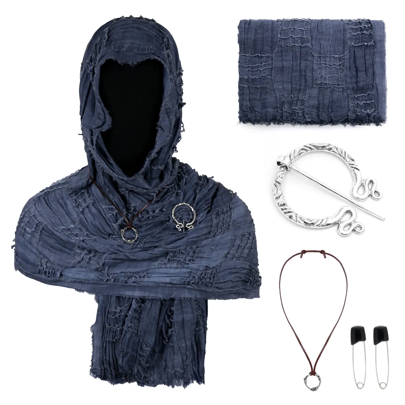 CST153BU deep blue battle damage scarf (