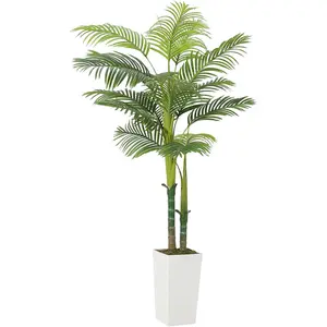 Artificial Palm Tree, Large Faux Tropical Indoor Outdoor Plant in Decorative White Planter for Home, Office, Garden, Patio, Backyard Decor