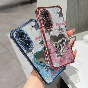 1 Piece Twill Stars Suitable For Oppo A58/A79 5G/A57/A78/A17/A60/A38/A18/A54/A16/A77/A77s/A54s/A57s/A57e/A16s Stylish And Stand Flexible Design Phone Case Cover Ideal For Party Compatible With OPPO A78 4G