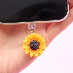 1 cute sunflower phone dust cover accessories, Phone Charms, Phone Decoration, compatible with iPhone and Type-C