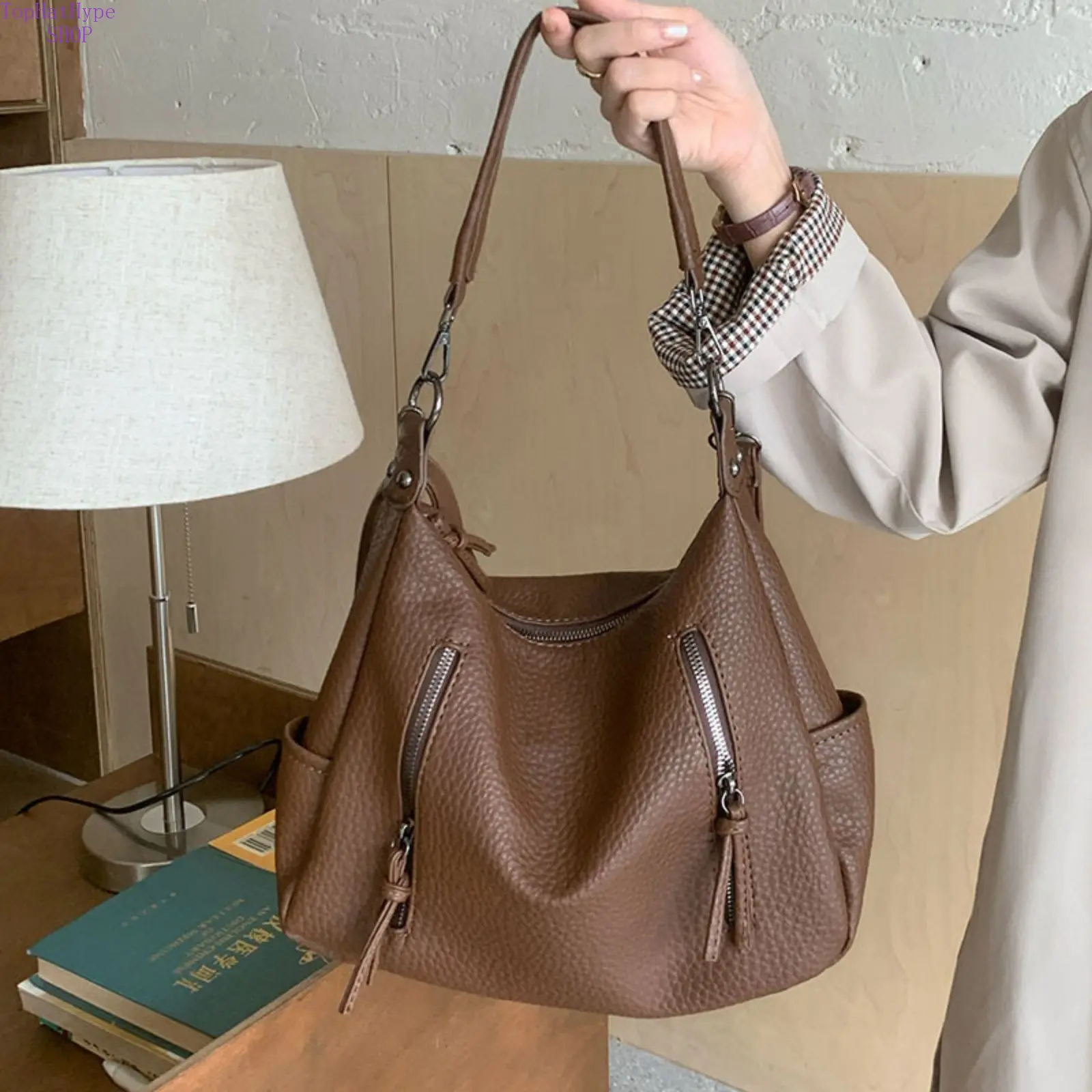 Women's 2026 Trending Vintage Tote & Underarm Bag, Korean Niche Design Large-Capacity Handbag, Stylish Top-Handle Shoulder Crossbody Purse, Versatile Commute Style for Office Work & Daily Use, Trending Purses for 2026, Bags for Everyday, Crossbody Bags Fo