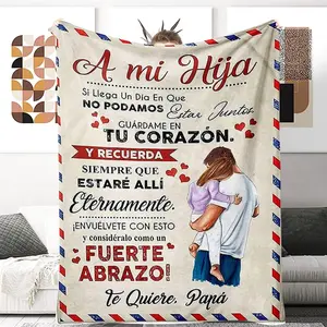 Spanish Dad To Daughter Letter Blanket, 1 Count Personalized Soft  Air-Conditioned Room Throw, Warm Nap Blanket For Home & Office summervibes