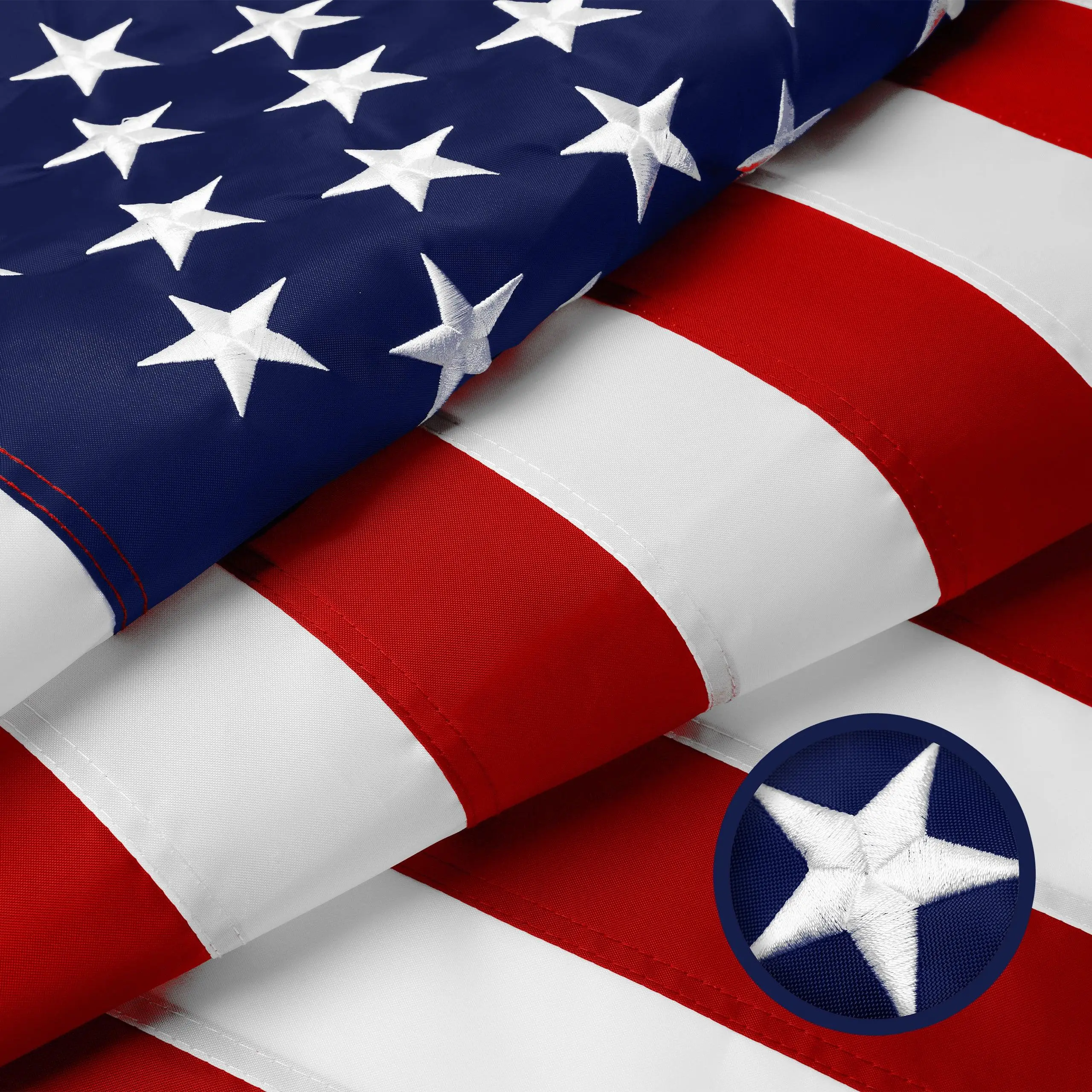 American Flag | 4x6 Ft | Long Lasting US Flag, Made From 210D Polyester, Embroidered Stars, Sewn Stripes, Brass Grommets, Vivid Color, Outdoor/Indoor