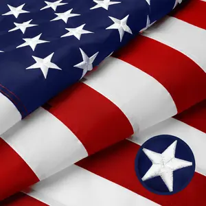 American Flag | 4x6 Ft | Long Lasting US Flag, Made From 210D Polyester, Embroidered Stars, Sewn Stripes, Brass Grommets, Vivid Color, Outdoor/Indoor