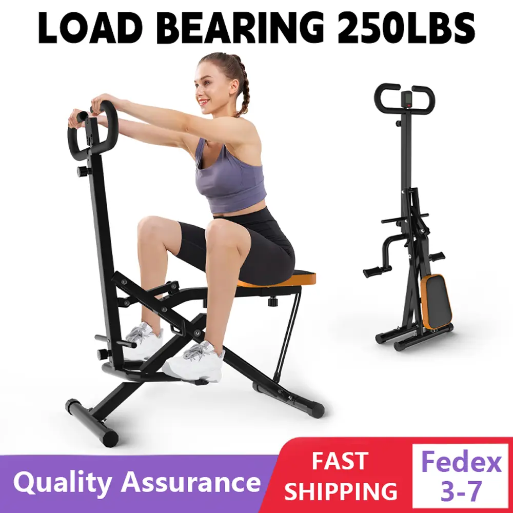 Squat Machine for Home, Squat Ride / Rowing Machine with Adjustable Resistance, Foldable Exercise Equipment, Glute & Leg Cardio Workout Machine