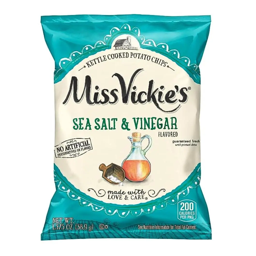 Miss Vickie's Salt & Vinegar Kettle Cooked Potato Chips, 1.375 ounce bags (Pack of 16) Snack Crunchy