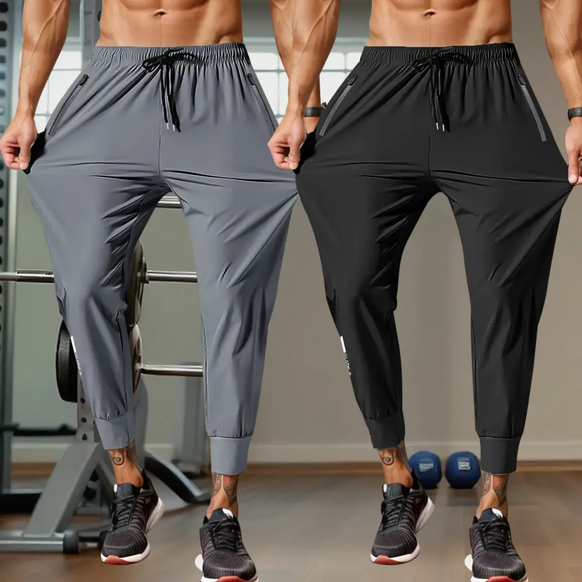 2 pairs of men’s casual sports pants, suitable for all seasons, perfect for couples who enjoy the same sports and leisure jogging pants, men’s fitness sports pants, solid color regular fit stretch sports pants, suitable for all seasons of fitness and acti