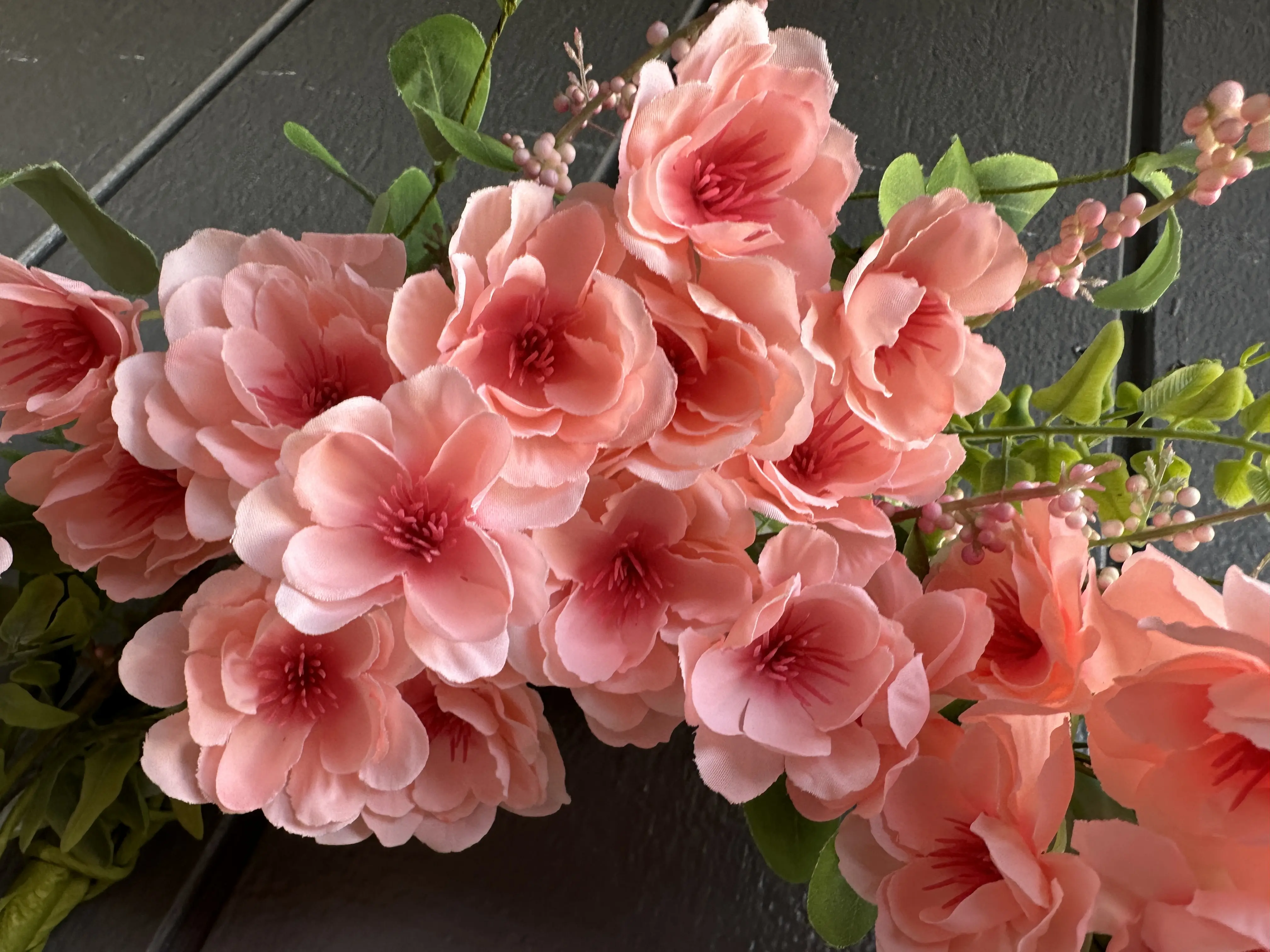 22" Spring Pink Cherry Blossom Wreath for Front Door Cherry Wreath for Spring Summer Cherry Blossom Wreath |
