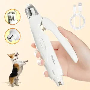 2-in-1 pet nail clipper and grinder, ultra-quiet electric grooming tool with LED light, rechargeable, suitable for dogs and cats of all sizes, features a low-noise motor and safe nail grinding.