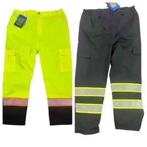 Waterproof Winter Thermal Pants Fleece Lining Adjustable Waist with Safety Reflective Tape Side Pockets for Enhanced Visibility