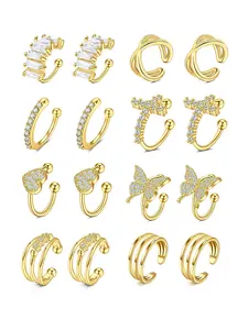 Artificial Gemstone Decorated Ear Cuff, Adjustable Non-piercing Clip-on Earrings for Girls & Women, Stylish Cartilage Wrap Earrings